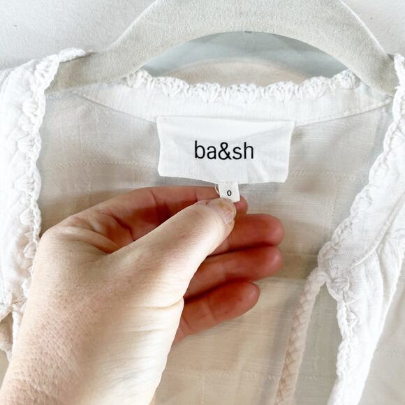 Ba&sh Ravel Long Sleeve Embroidered Eyelet Blouse Shirt Top Cotton 0 Small - Picture 2 of 7